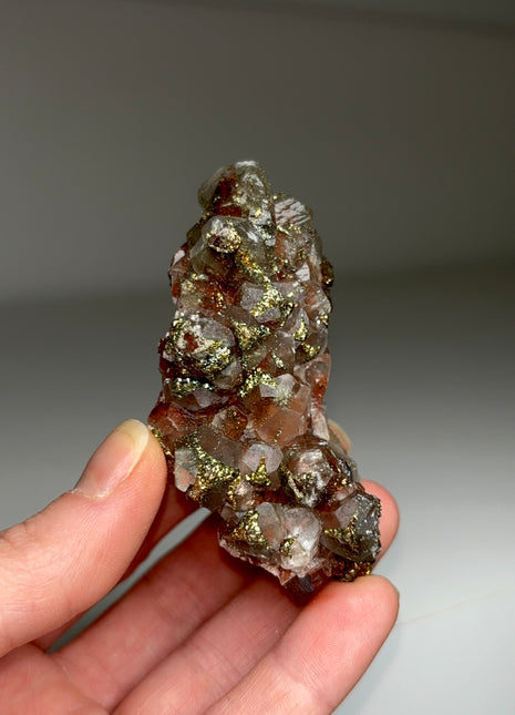 Red Calcite with Chalcopyrite