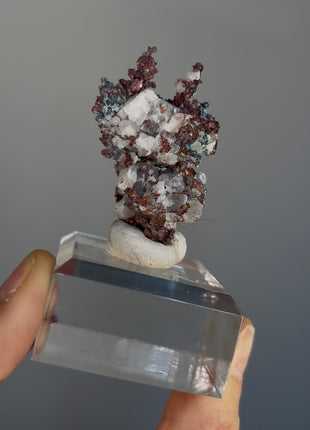 Native Copper with White Calcite and Green Malachite