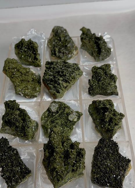 12 Pieces ! High Grade Forest Epidote with Quartz Lot