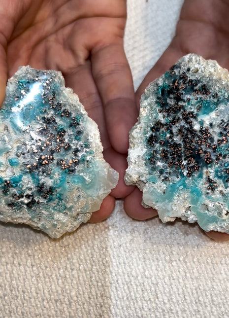 Stunning  ! Blue Chrysocolla with Native Copper Pair