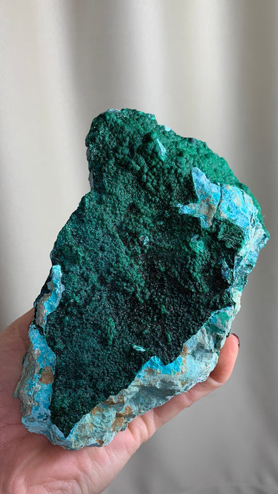 Lustrous Green Malachite with Bright Blue Chrysocolla - From DRC