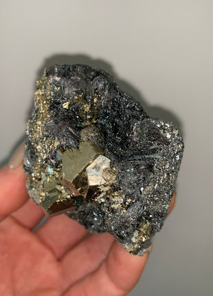 Pentadodecahedral Pyrite with Sparkly Hematite - Elba Island, Italy