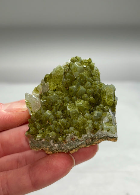 New ! Druzy Green Epidote with Quartz