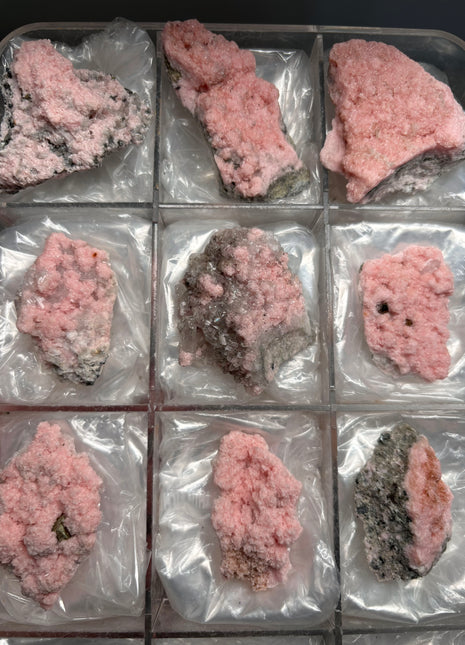 9 Pieces ! Pink Rhodocrosite with Quartz Lot