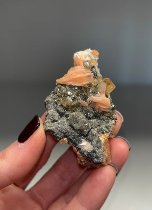 Cerussite with Pink Barite Flowers