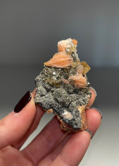 Cerussite with Pink Barite Flowers