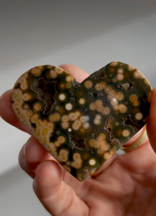Pink Orbicular Ocean Jasper Heart