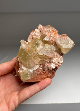 Green Apophyllite with Pink Scolecite