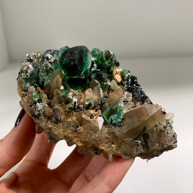 New find ! Fluorite w/ Black Tourmaline, Quartz - From Erongo, Namibia