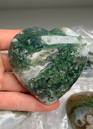 Very High Grade Moss Agate with Quartz Hearts - 4 Pieces !