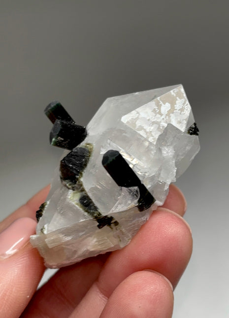 Green Tip Tourmaline with Quartz