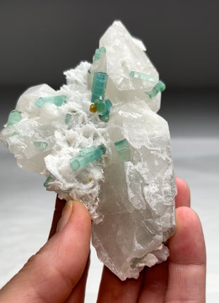 Blue Green Tourmaline with Quartz