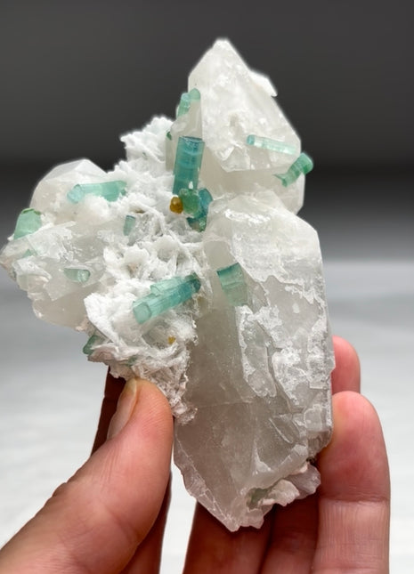 Blue Green Tourmaline with Quartz