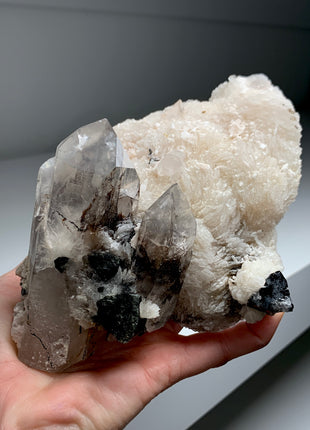 New Arrival ! Black Tourmaline with Quartz and Snow Albite