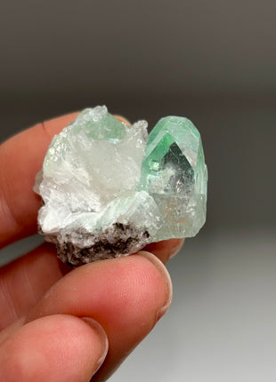 Gemmy Green Apophyllite with Stilbite, Chalcedony