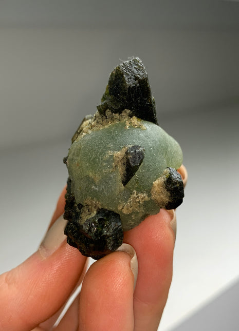 Green Prehnite with Epidote - From Mali