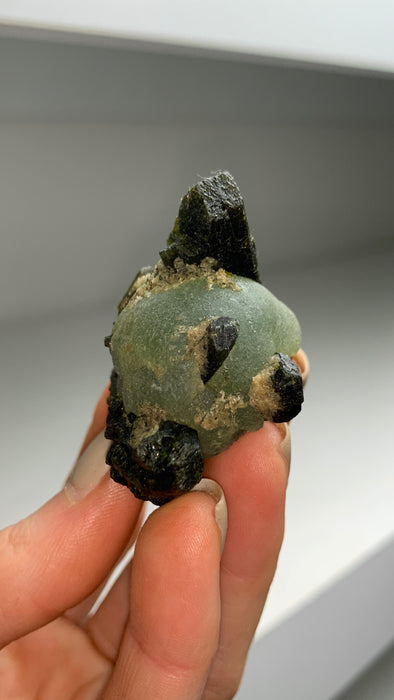 Green Prehnite with Epidote - From Mali