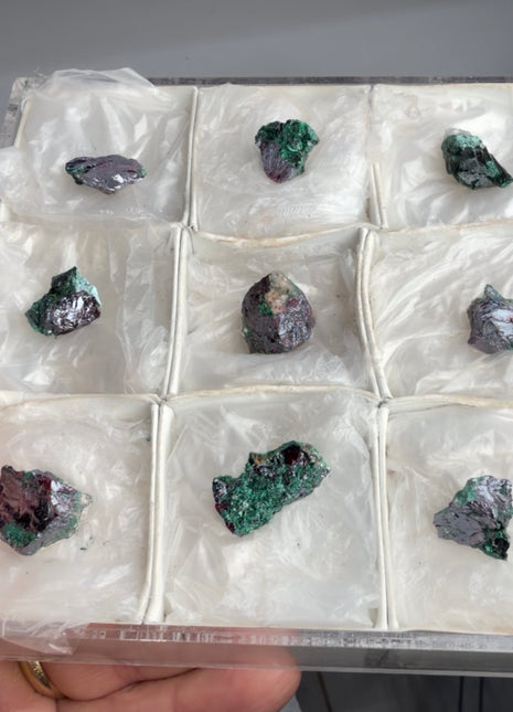 9 Pieces ! Red Cuprite with Fibrous Green Malachite Lot
