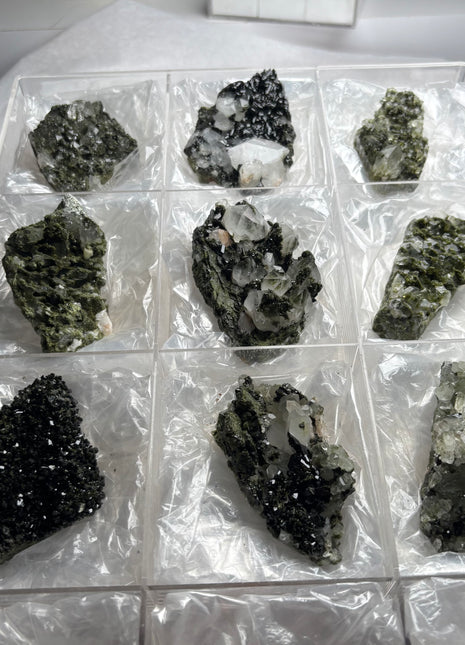 9 Pieces ! High Grade Green Epidote with Quartz Lot