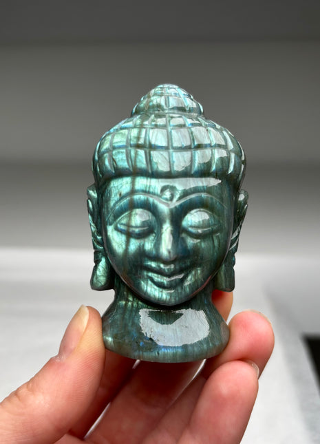 High Grade Labradorite Buddha Carving