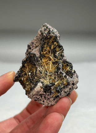 Golden Rutile with Metallic Hematite