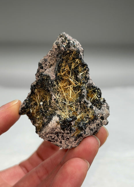 Golden Rutile with Metallic Hematite