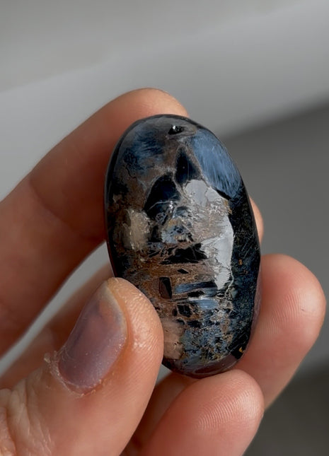 Chatoyant Blue Pietersite Lingam from Namibia