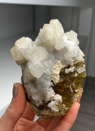 Yellow Fluorite with White Calcite, Dolomite and Chalcopyrite - From Spain