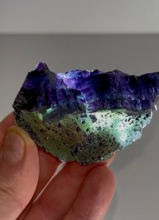 Green Fluorite with Blue Purple Crystallization PM1155
