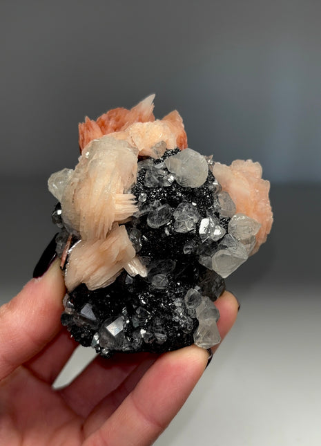 Pink Barite Flowers with Cerussite and Galena