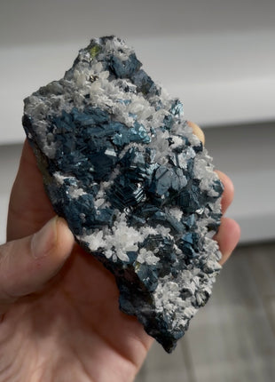 Metallic Blue Sphalerite with Quartz Specimen