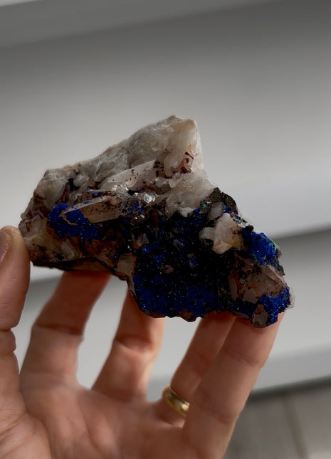 Rich Blue Azurite with Quartz Specimen