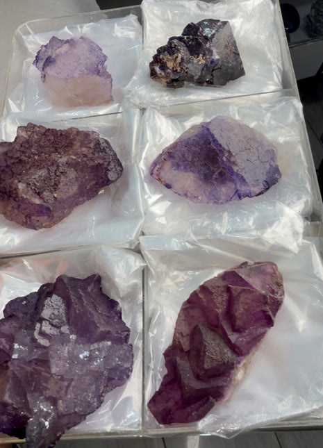 6 Pieces ! Deep Purple Fluorite Lot