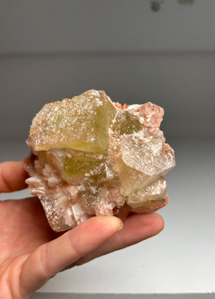 Green Apophyllite with Pink Scolecite