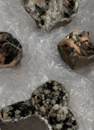 4 Pieces ! Druzy Blue Chalcedony Geode Lot