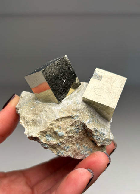 Cubic Pyrite on Matrix from Navajun, Spain