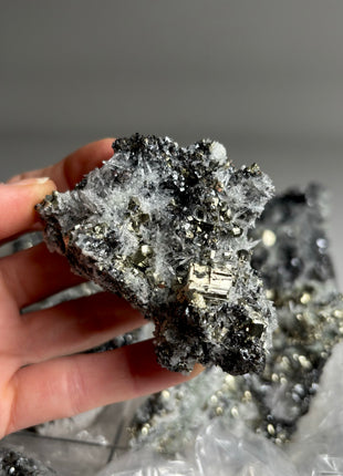 6 Pieces ! High Grade Pyrite, Sphalerite with Needle Quartz Lot
