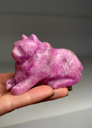 Pink Cobaltocalcite Cat Carving