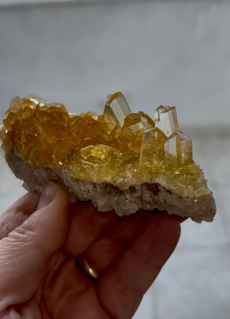 Finest 💎 Golden Honey Selenite Flower on White Halite