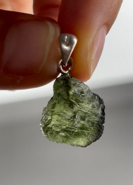 Green Moldavite 925 Silver Pendant PM0498