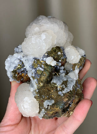 Iridescent Pyrite with Galena and Calcite - Trepca mine