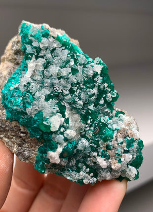 Green Dioptase with Calcite