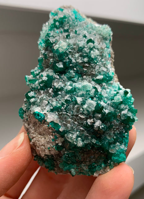 Green Dioptase with Calcite