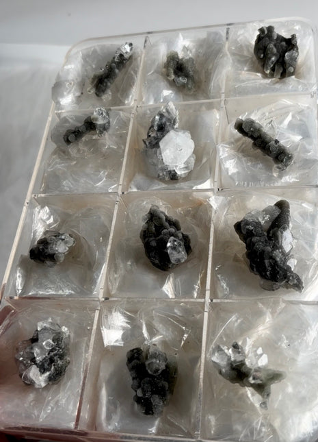 12 Pieces ! High Grade Black Chalcedony with Apophyllite Lot