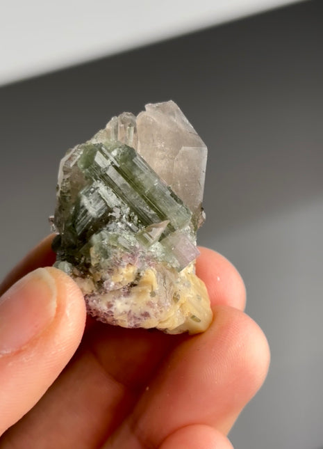 Green Tourmaline with Quartz from Cruzerio, Brazil