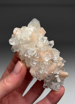 Gemmy Apophyllite with Pink Stilbite Flower