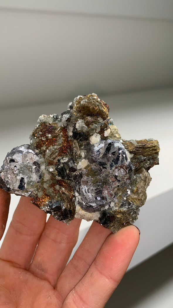 Rare ! Iridescent Pyrrhotite and Chalcopyrite with Sphalerite, Galena - From Trepca Mine, Kosovo