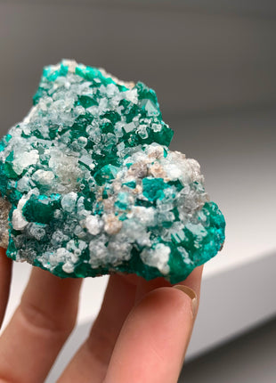 Green Dioptase with Calcite