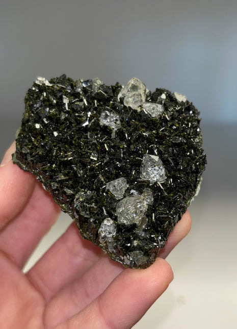 Extra Dark Forest Epidote with Diamond Quartz