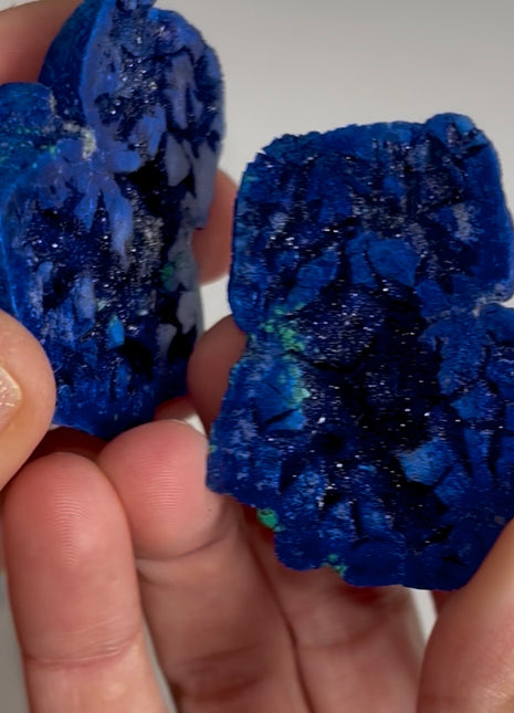 Blue Azurite Geode Pair